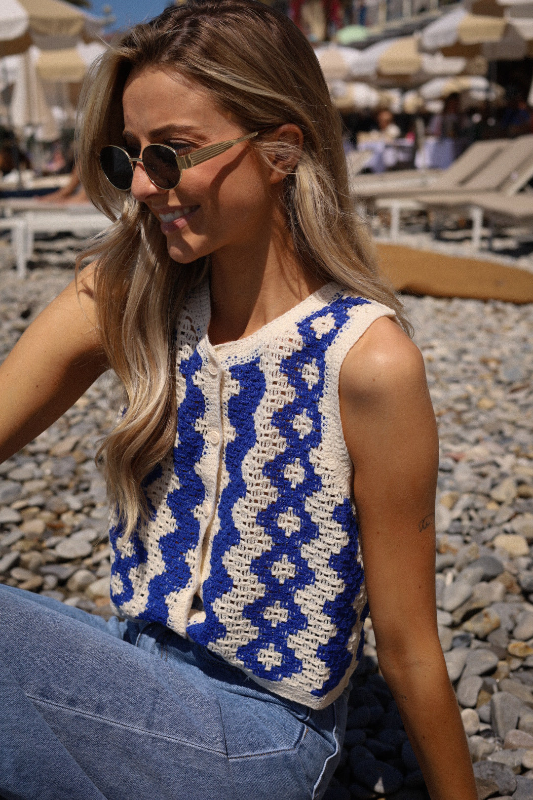 Tara bleu - Top crochet