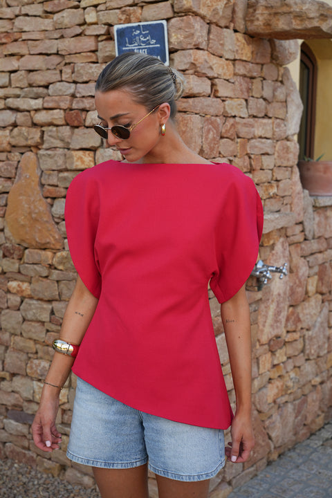 Garance rouge - Blouse asymétrique