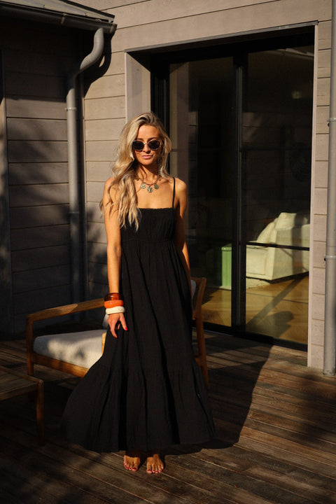 Ana noire - Robe gaze de coton