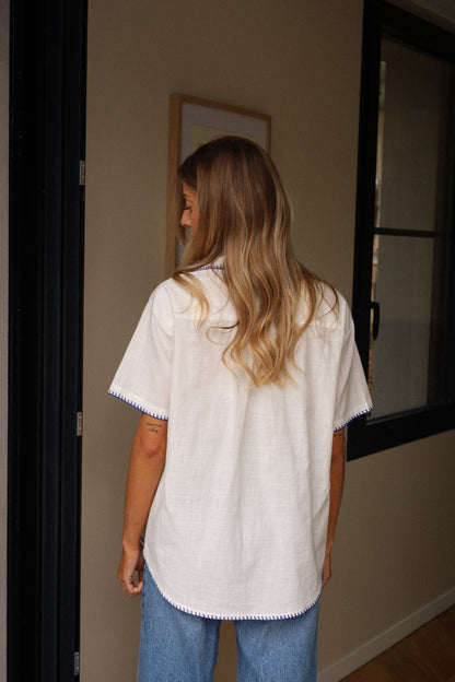Jemma blanche - Blouse brodée