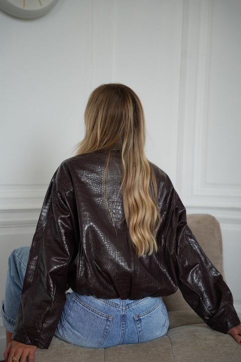 Loreen prune - Veste similicuir