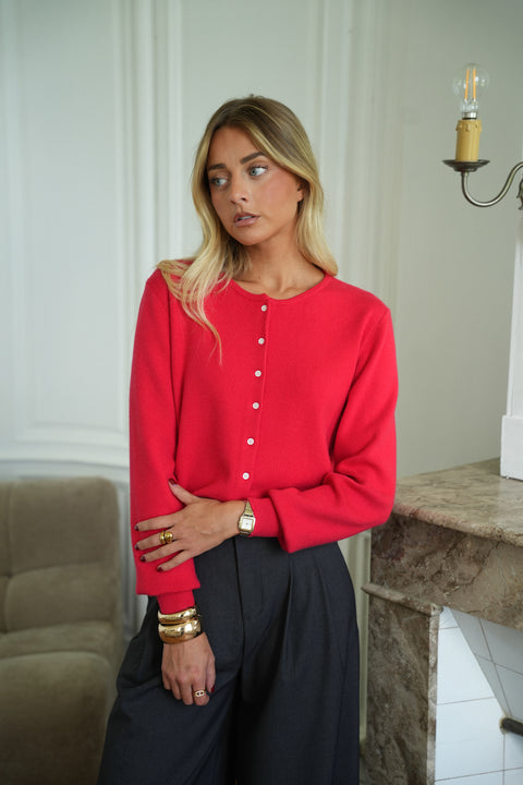 Nona rouge - Gilet boutonné