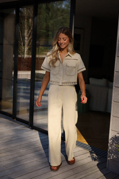 Sina beige - Pantalon droit