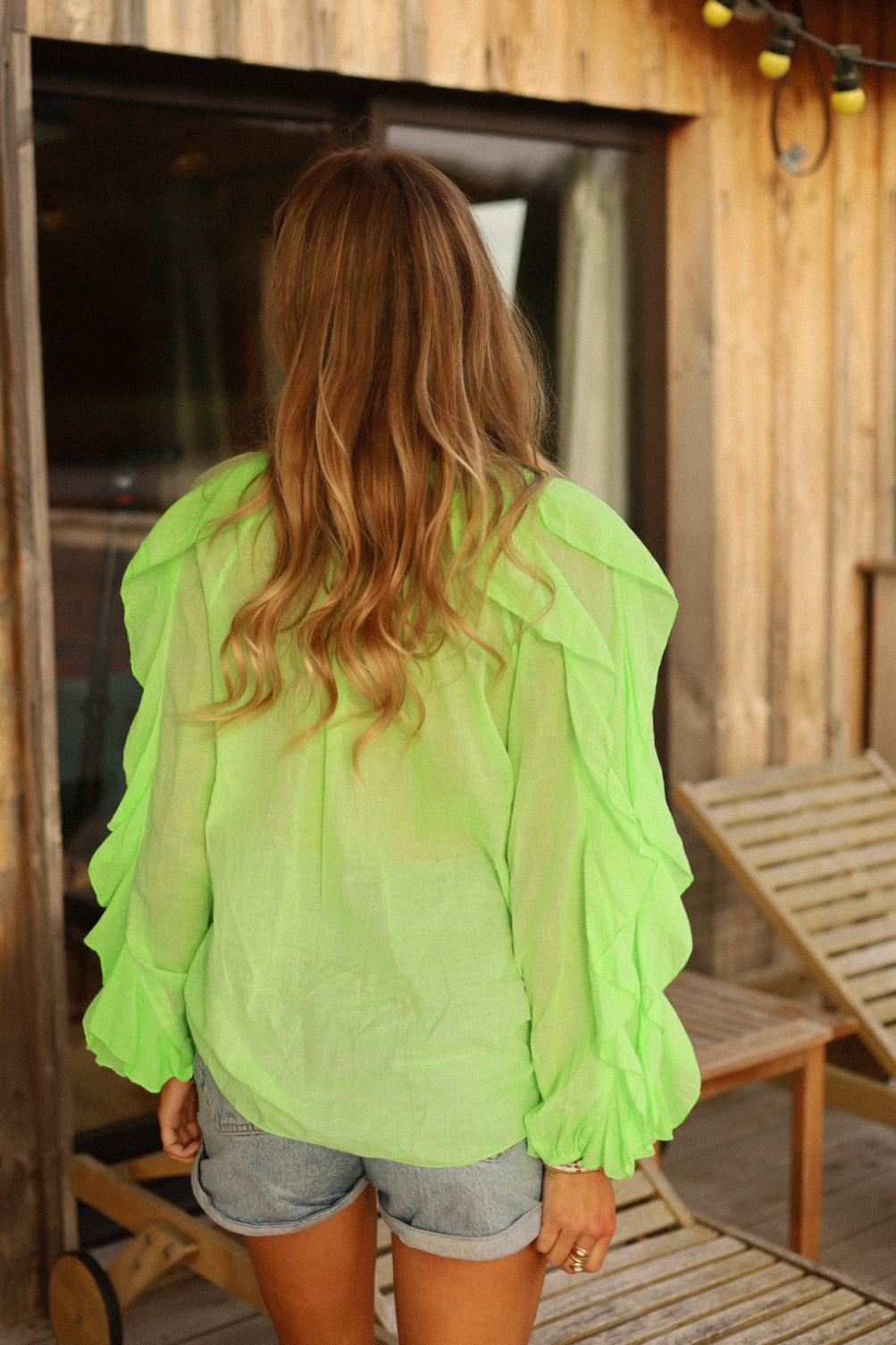 Talys verte - Blouse volantée