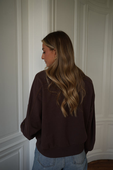 Victoria chocolat - Sweat-shirt clouté
