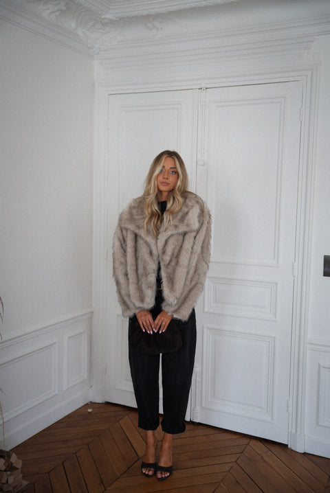 Elody beige - Manteau fourrure