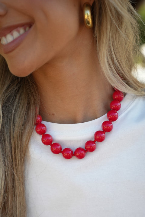 Telma rouge - Collier de perles