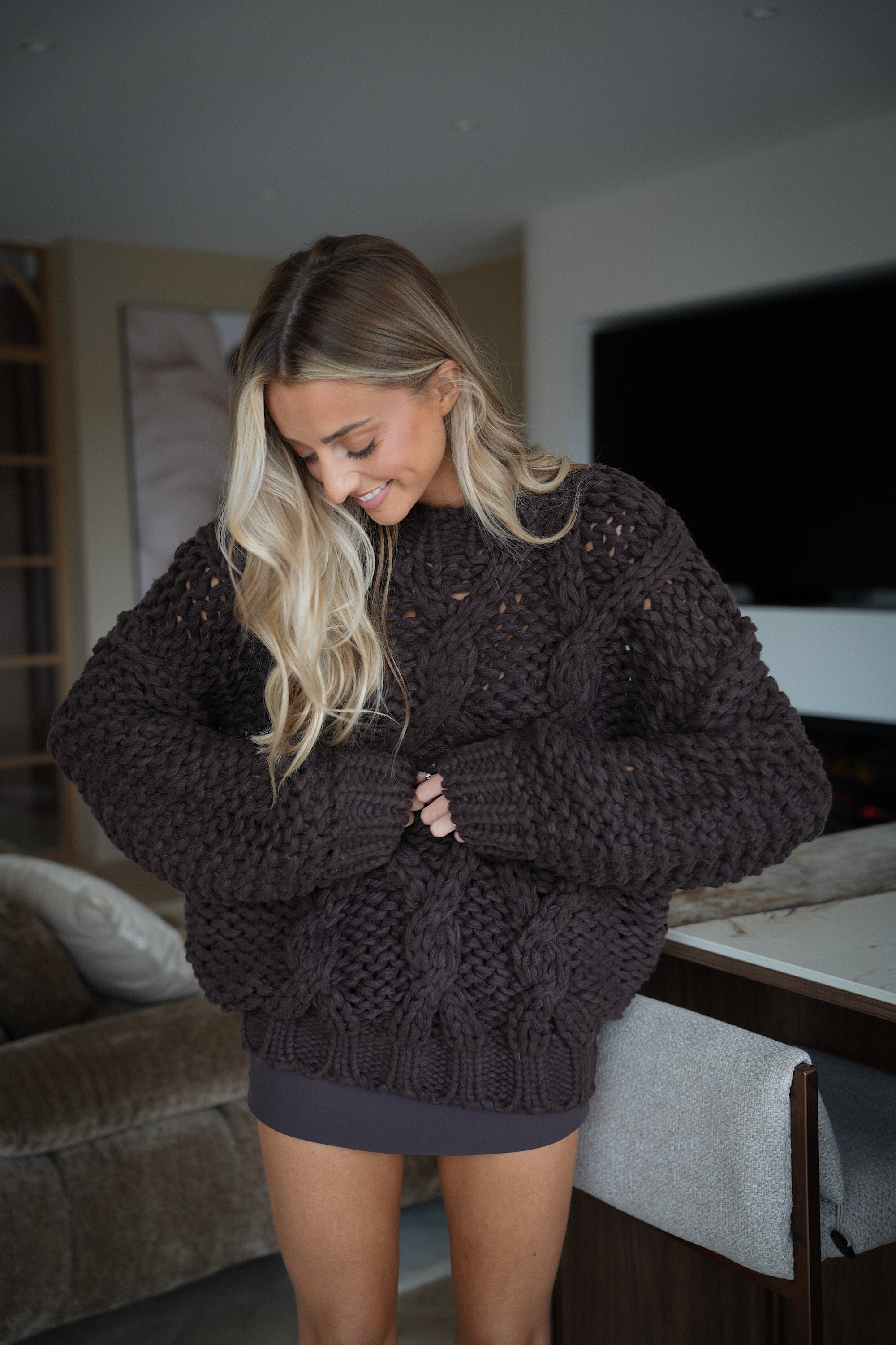 Jipsy chocolat - Pull grosse maille