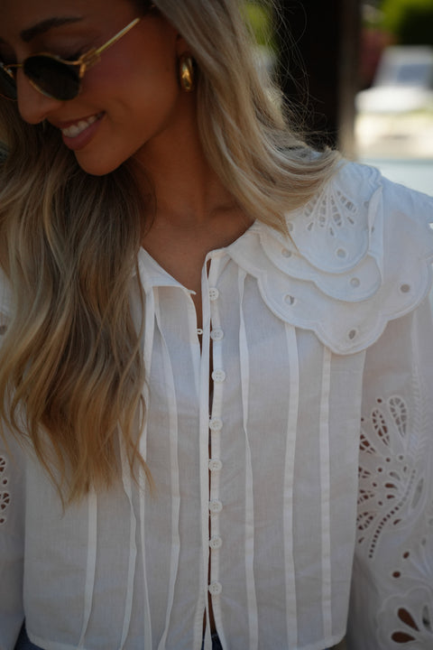 Billie blanche - Blouse brodée
