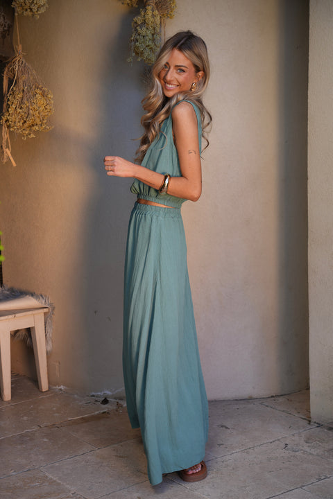 Elize bleu canard - Ensemble jupe/top