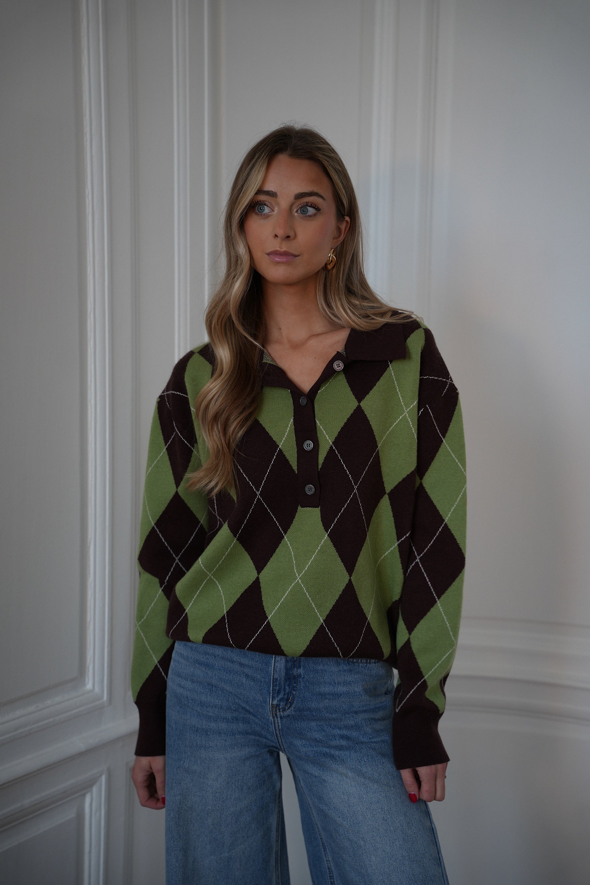 Solan vert - Pull losanges