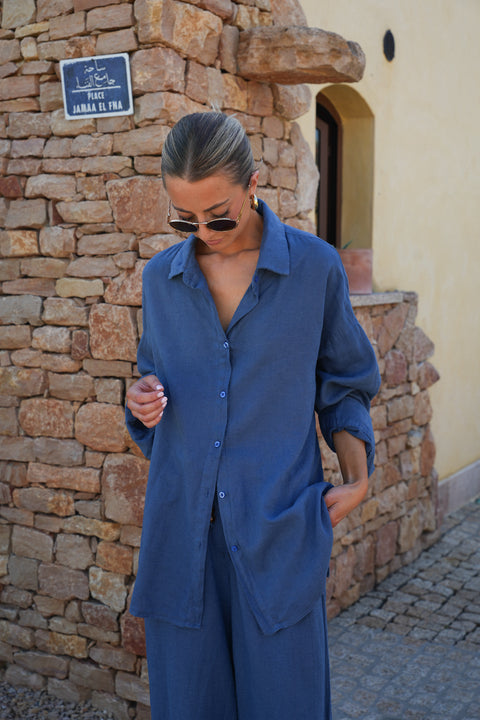 Lexie bleue - Chemise dos nu