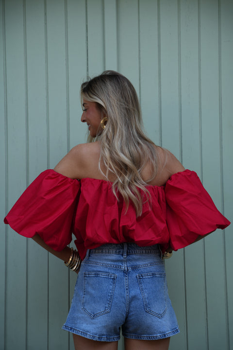 Nao rouge - Blouse col bardot