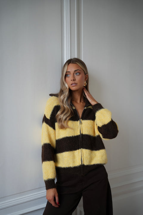 Dory jaune/chocolat - Gilet zippé