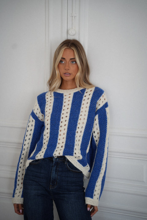 Junio bleu - Pull rayé
