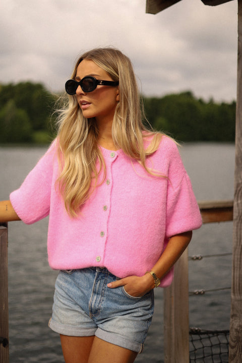 Elsa rose bébé - Gilet boutonné