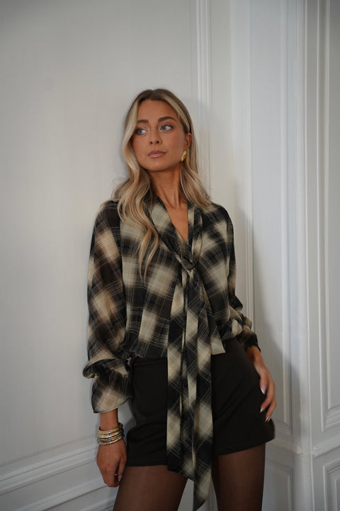 Sella beige - Blouse à carreaux
