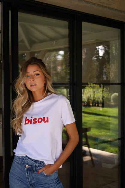 Billie blanc/rouge - T-shirt bisou