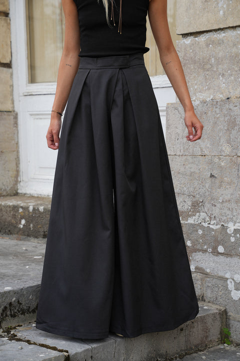 Manolia noir - Pantalon évasé