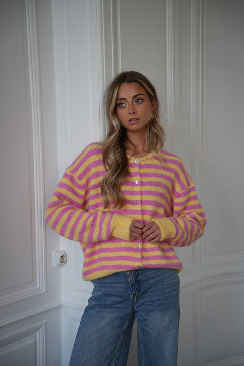 Fany rose/jaune - Gilet rayé