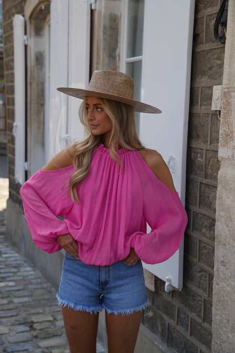 Karole rose - Blouse ajourée
