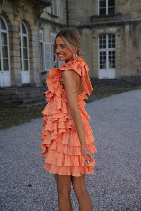 Alma orange - Robe volantée