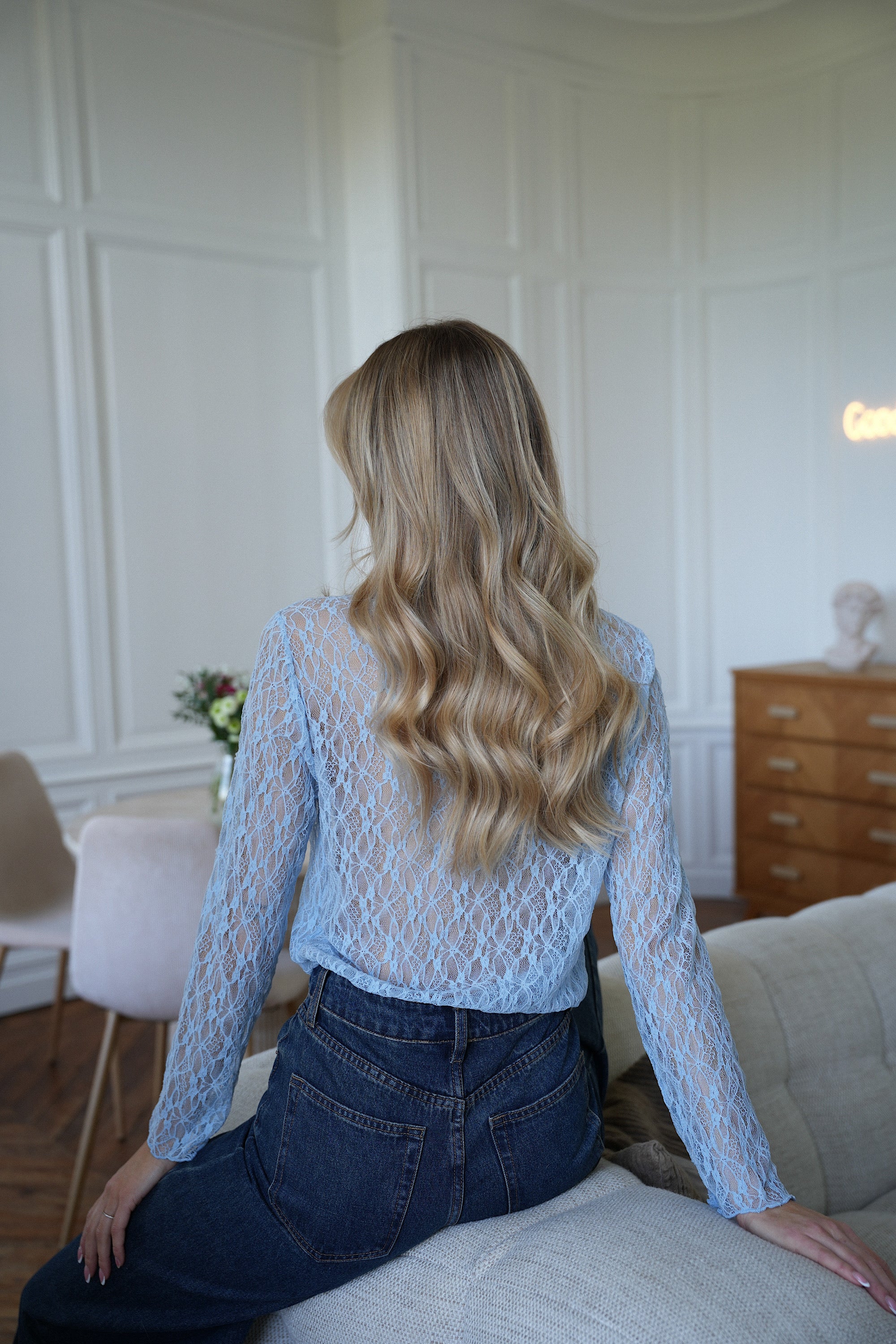 Poleen bleue - Blouse dentelle