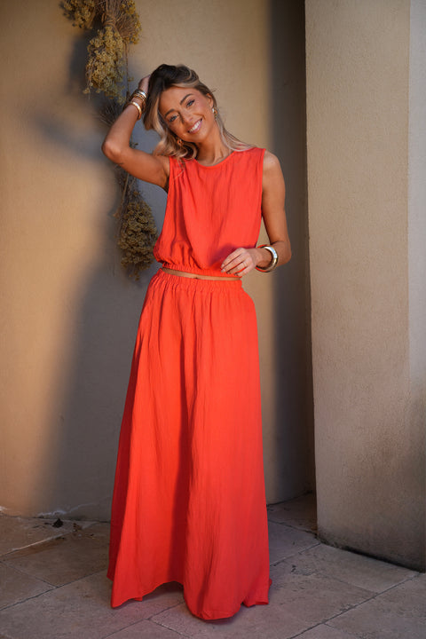 Elize corail - Ensemble jupe/top