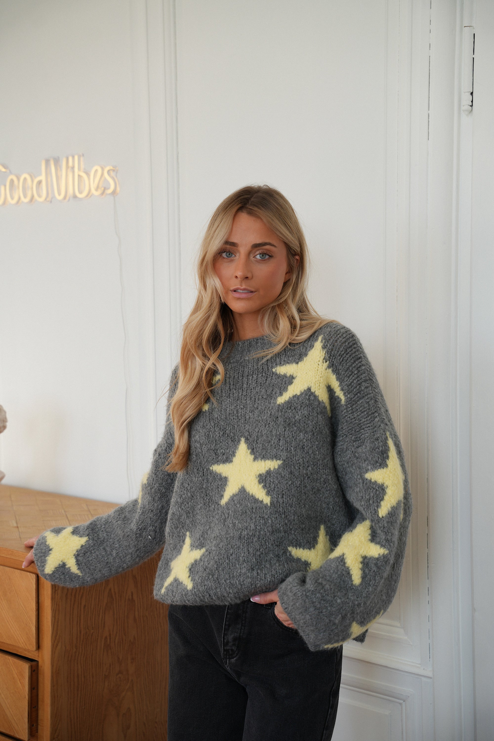 Charly gris - Pull étoiles