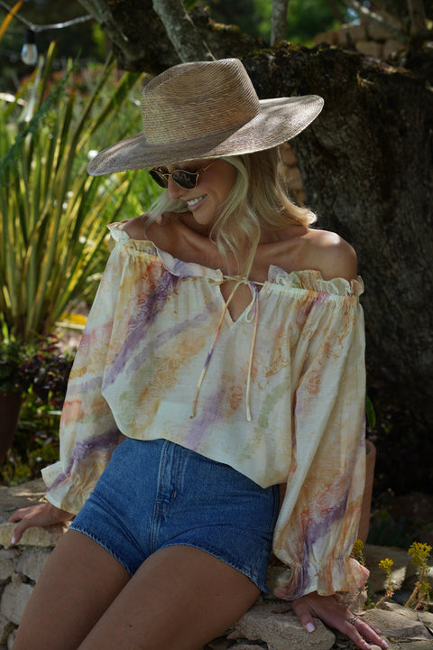 Angella pastel - Blouse col bardot