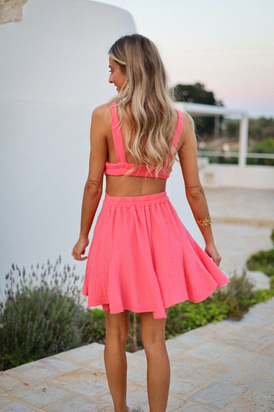 Joy rose - Robe gaze de coton