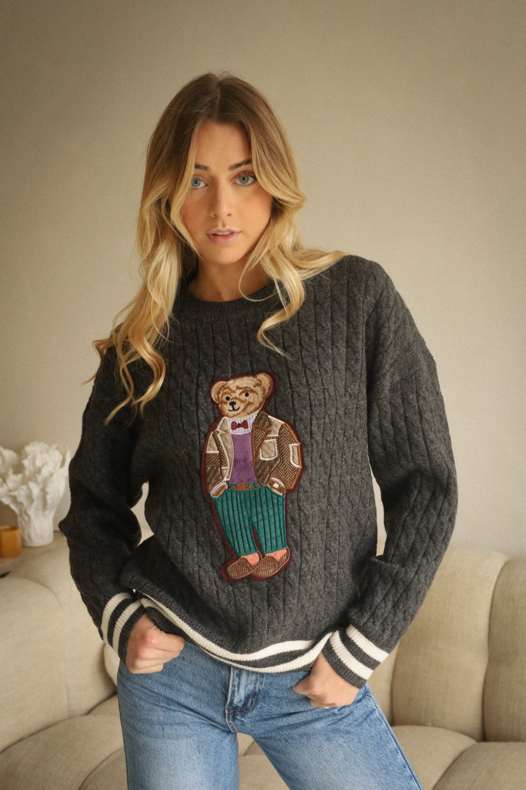 Ralf gris - Pull nounours