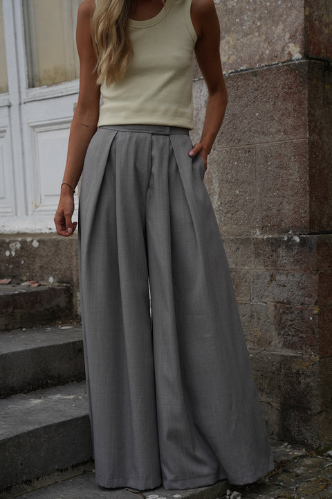 Manolia gris - Pantalon évasé