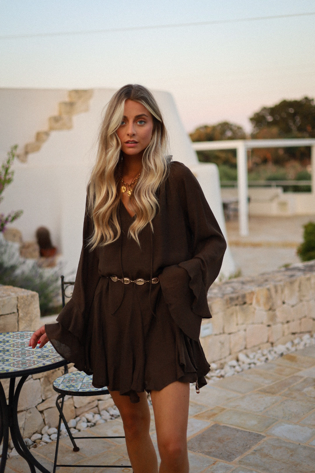 Jude chocolat - Robe ceinturée