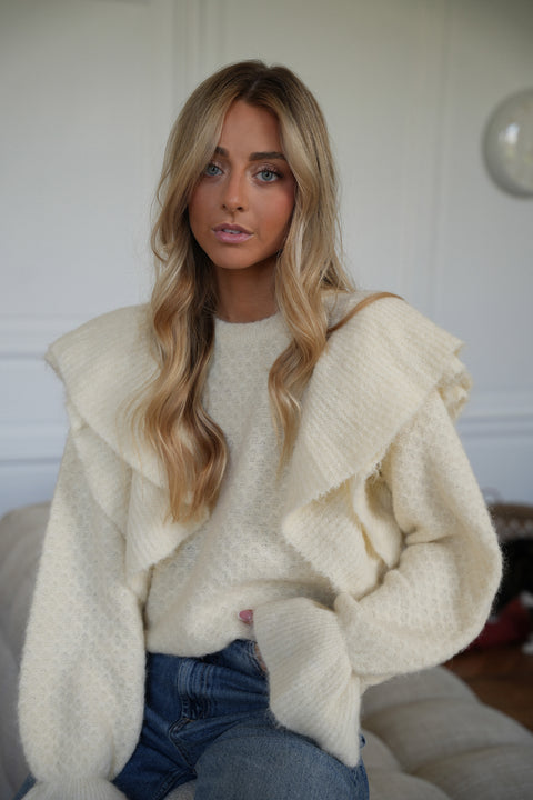 Cintia beige - Pull volanté