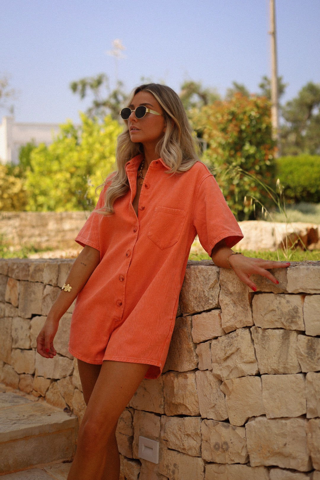 Tracie orange - Combishort jean