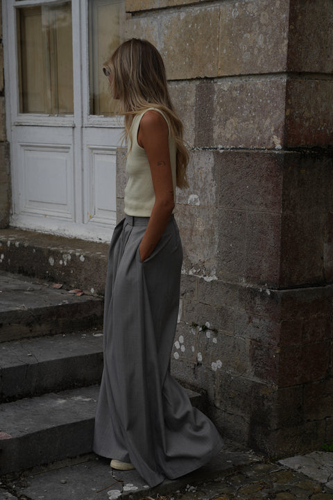 Manolia gris - Pantalon évasé