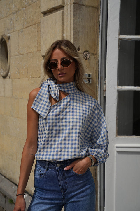Pearl bleue - Blouse vichy