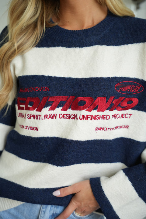 Noris marine - Pull brodé