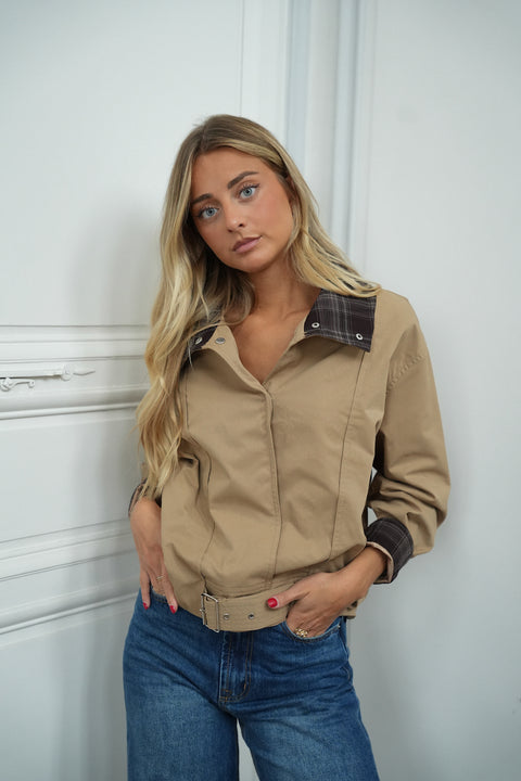 Adeline beige - Veste en toile