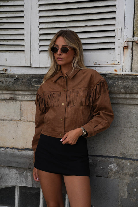 Cassidy camel - Veste à franges