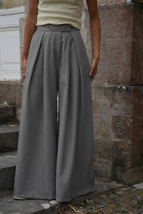 Manolia gris - Pantalon évasé
