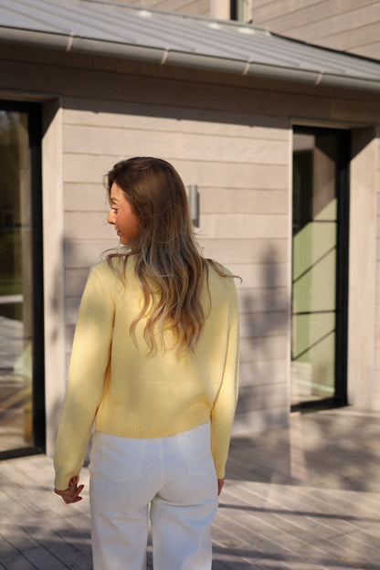 Léana jaune - Gilet brodé