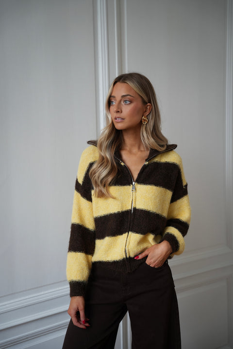 Dory jaune/chocolat - Gilet zippé