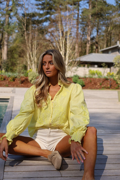 Avy jaune - Blouse brodée