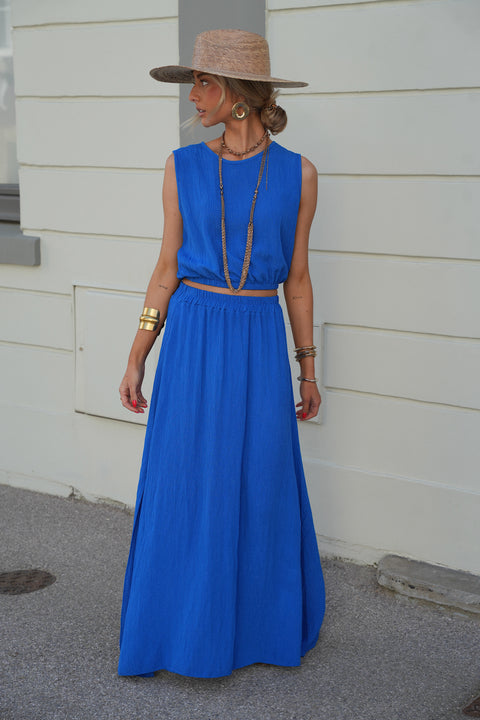 Elize bleu roi - Ensemble jupe/top