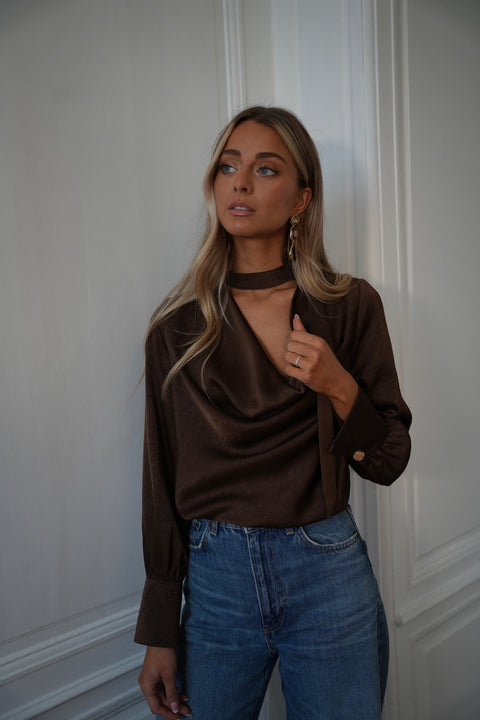 Sandra chocolat - Blouse fluide