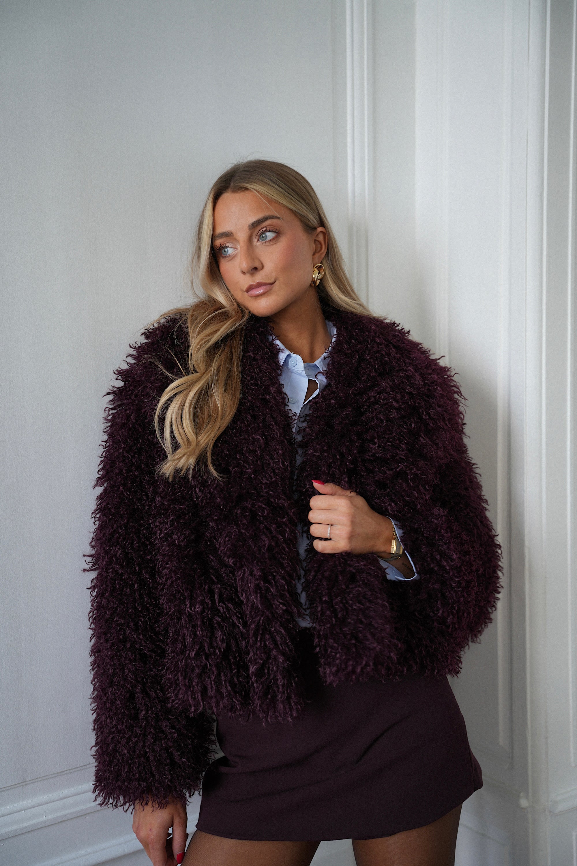 Soanne prune - Manteau fourrure