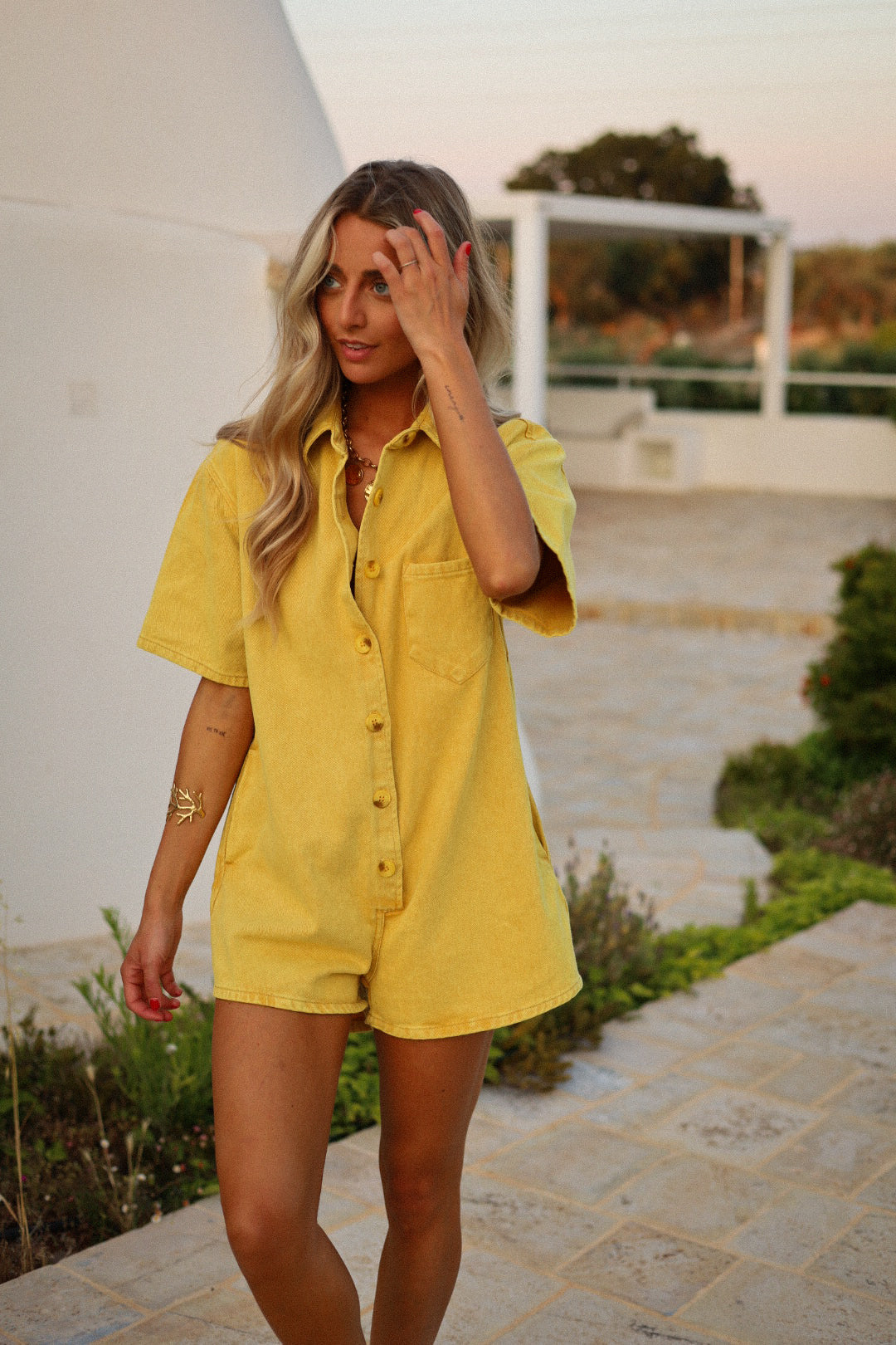 Tracie jaune - Combishort jean