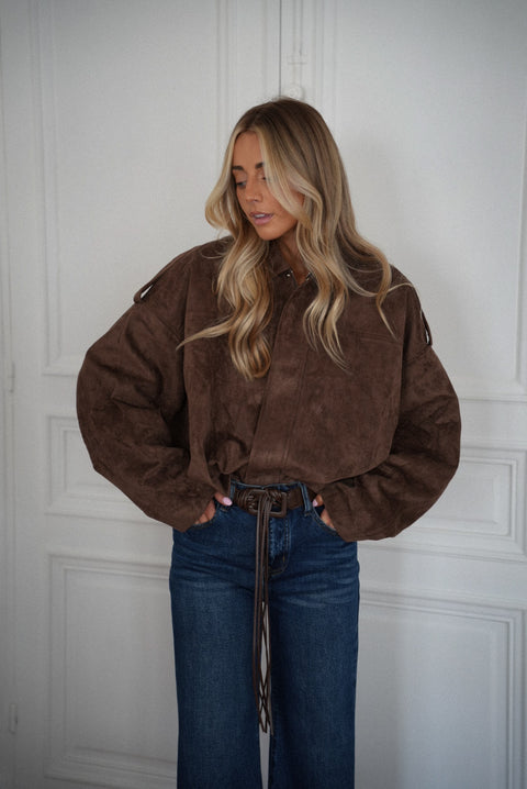 Amelia chocolat - Veste suédée